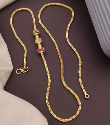 VRAJ FASHION JEWELLRY Cubic Zirconia Gold-plated Plated Brass Chain