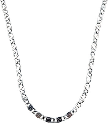 FOGGMART Stylish Lightweight Rust-Free Single Neck Chain with S-Hook Clasp for Men & Boys Silver Plated Metal, Stainless Steel Chain