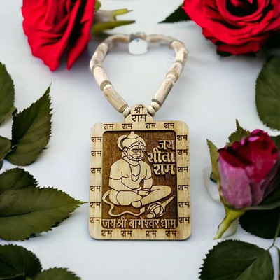 DEVODAZZLE Shri Bageshwar Dham Tulsi Kanthi Mala with Tulsi Hanuman ji Locket Wood Necklace