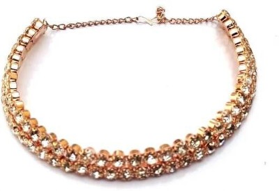 Aksh Enterprises Kid / Girl Necklace Double Line Rose Gold Plated Crystal Gold-plated Plated Alloy Necklace