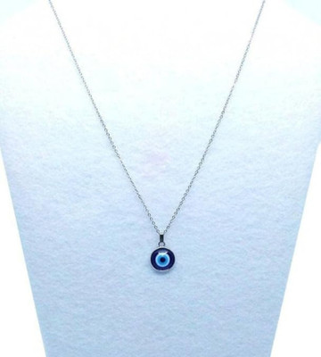 Oscar Enterprises Evil Eyes Necklace For Mens and Girls Silver Plated Stainless Steel Chain