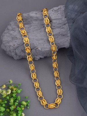 NOSHILAMI 1 gram High Quality Indian Polished “20” Inches Gold Chain for Men and boy Gold-plated Plated Copper Chain