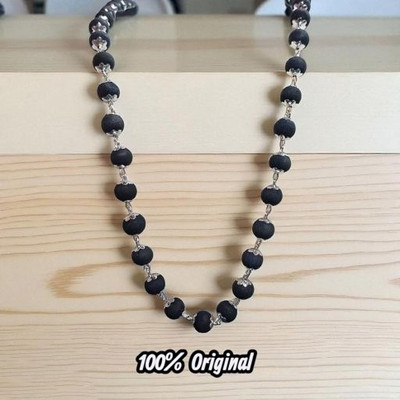 Smykker Fashion Original Silver Karungali Malai 8 mm 54+1 Beads, Silver Ebony Beads Silver Plated Wood Chain Smykker Fashion Original Silver Karungali Malai 8 mm 54+1 Beads, Silver Ebony Beads Silver Plated Wood Chain