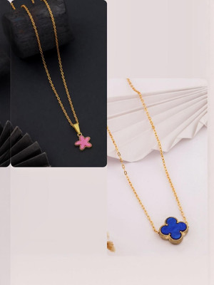 Dressberry Set of 2 Gold-Plated Charms Necklace Gold-plated Plated Brass Necklace