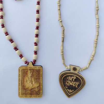 Brijhaat Original Tulsi mala Shri Krishna Beads Wood Chain Set