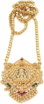 Anujeet Fashion Hub Gold Plated Fashion Jewellery Traditional Covering Long Chain with Multicolor AD stone Goddess Lakshmi Dollar Crystal Gold-plated Plated Copper Chain