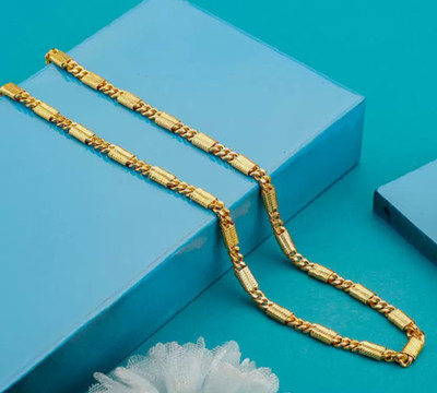 TULAMIVI 1 gram High Quality Indian Polished “20” Inches Gold Chain for Men and boy Gold-plated Plated Copper Chain