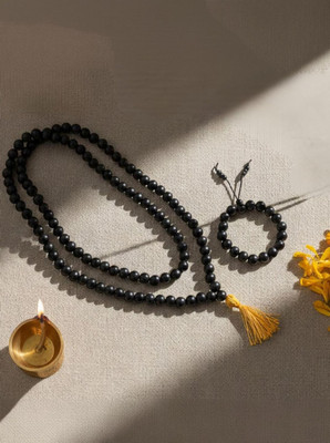 DIVINE HINDU Karungali Jaap Mala Necklace with Karungali Bracelet Combo | 8 mm Natural Ebony Wood Necklace
