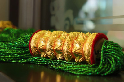 ANAMS Nepali Traditional Special Edition Green Tilhari Chadke For Weeding Crystal Gold-plated Plated Crystal Layered