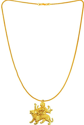 LOTUS RISE Religious Jewellery Lord Shiva Trishul Om Damru Locket With Puchmukhi Rudraksha Mala (108Beads) Gold-plated Plated Wood Chain Brass Chain Set