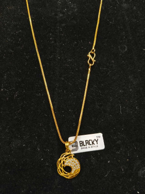 Blacky 18K Gold Coated Pendant Necklace – Stylish Ethnic Design Gold-plated Plated Brass Chain Set