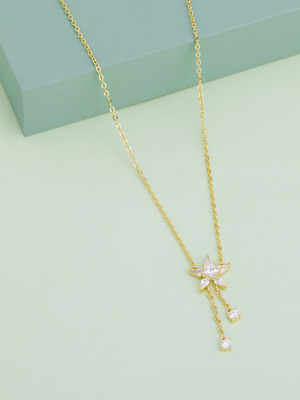 Kushal's Fashion Jewellery White Gold-plated Trendy Zircon Necklace Zircon Gold-plated Plated Copper Necklace