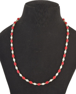 house of common Natural spiritual powers Energised Red/White/Gold Moti Nazriya Protection Mala Pearl Mother of Pearl Necklace