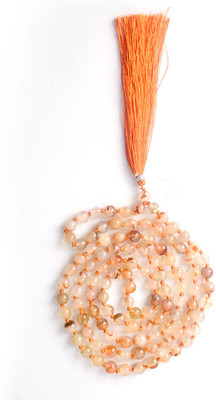 Satvik Original Peach Hakik Jaap Mala | 108 Authentic Beads for Meditation - 8MM Beads Crystal Necklace