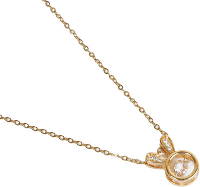 JASUNIQ JASUNIQ ADORABLE BUNNY 18K GOLD PLATED PENDANY NECKLACE Cubic Zirconia Gold-plated Plated Stainless Steel Chain