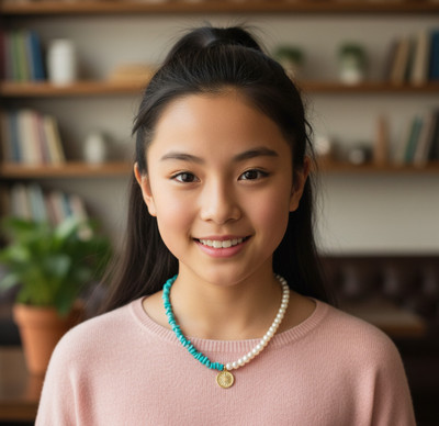 Daizy Asymmetric Half and Half Beaded Necklace Turquoise Alloy Necklace