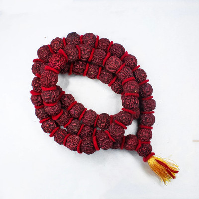 DIVINE HINDU 5 Mukhi Red Rudraksha Kantha Mala Five Face (Panch Mukhi) Rudraksha Kantha Mala Rudraksha Necklace