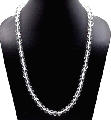 GIACOMO Natural spiritual powers 24 Inch Quartz Sphatik Crystal mala For Men/Women Pearl Alloy Necklace