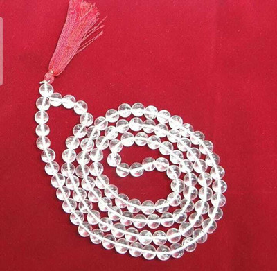 llmm Sphatik Mala/Rosary String For Pooja, Wearing And Chanting/ Jaap. Crystal Silver Plated Glass Chain