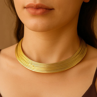 UnfoldSelf Multi Layer Golden Hasli Choker Alloy Choker