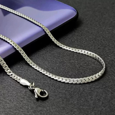 REVERSEA Valentine Long Chain for Men & Boy Stylish Silver Plated Stainless Steel Chain Silver Plated Stainless Steel Chain