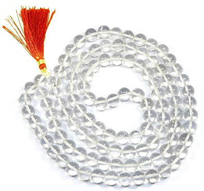 Jewelswonder Diamond Cut Rock Crystal Sphatik Mala 6 mm (108+1) Transparent Beads Wood Chain