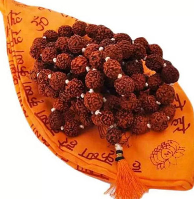 Stance 5 Mukhi Rudraksha Natural 7mm Mala 108 Beads Chain with Jaap Jholi Pack of 2 Beads Rudraksha Chain