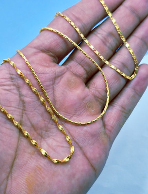 Divyanshi Collection Combo Of 3 Stylish One Gram Gold Plated Designer Chain Gold-plated Plated Brass Chain