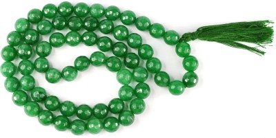 CRYSTU Natural Green Jade 10 mm 66 Round Beads Mala Necklace for Unisex Beads, Crystal, Jade Stone Chain