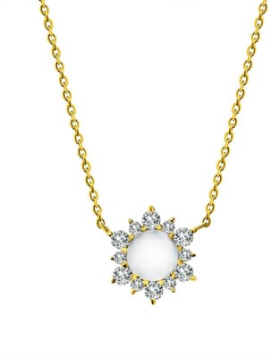 INARI SHINES 925 Silver Golden Sun Necklace| Pendant chain| Gift for Women & Girls Gold-plated Zircon, Quartz Sterling Silver Pendant Set