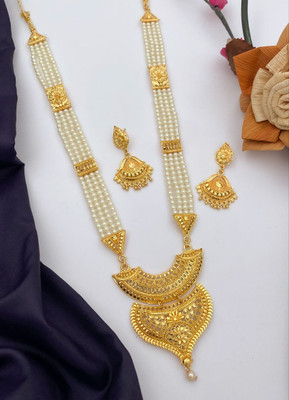 Krishna Enterprise Alloy Gold-plated White Jewellery Set(Pack of 1)