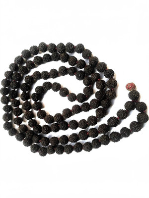 Astrodidi Black Rudraksha Mala Original Natural 5 Mukhi Five Face Panch Mukha 108+1 Beads Wood Chain