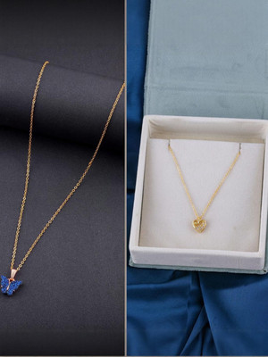 Dressberry SET OF 2 PENDANT CHAIN FOE GIRLS AND WOMEN Gold-plated Plated Brass Necklace Set