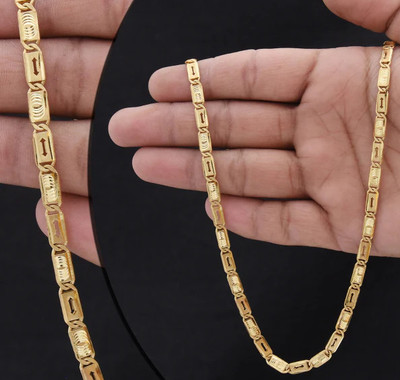 TULAMIVI 1 gram High Quality Indian Polished “20” Inches Gold Chain for Men and boy Gold-plated Plated Alloy Chain