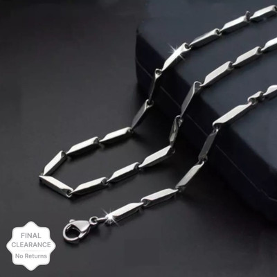 Ruhi Silver Rice Design Neck Chain For Men & Boys Titanium Plated Stainless Steel Chain