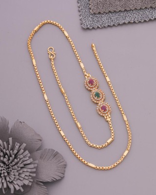 Riyan Enterprise Mop Chain Diamond Gold-plated Plated Brass Necklace