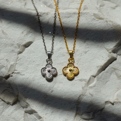 VR Divine Adorn Classy 2 PCS Silver & Gold Pendant Necklace Set Elegant Flower Clover Chains Silver, Gold-plated Plated Stainless Steel Chain Set