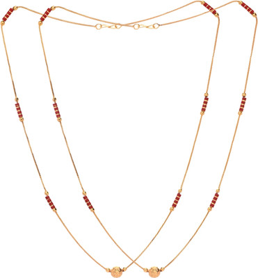 AanyaCentric Pack of 2, 22inch Festive and Casual Wear Gold-plated Plated Brass Chain