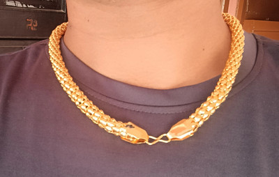 Trendy Gold pack of 1 (waterproof hollow inside 1mm width 20 inch chain Gold-plated Plated Alloy Chain