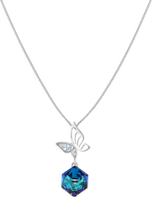 Shiyara JEWELLS Graceful Swirl Sterling Silver Pendant Cubic Zirconia Rhodium Plated Sterling Silver Necklace