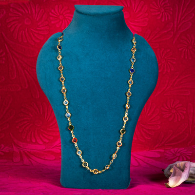 IFQARA Colorfull Multicolor Dimond Real Look Beautiful Mala For Women & Girls Gold-plated Plated Alloy Necklace