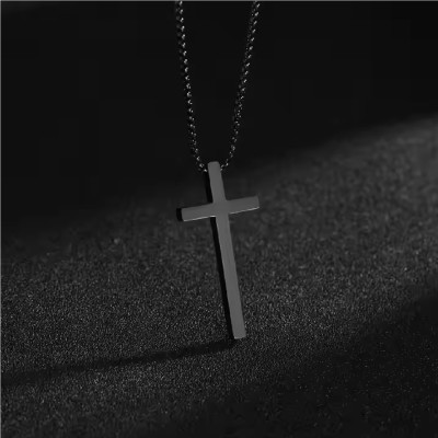 Crazy Fashion Christmas Gift Lord Jesus Christ Crucifix Cross Locket with Chain for Men/Boy Titanium Plated Stainless Steel Chain