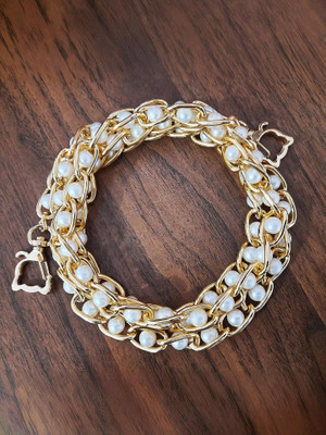 Tia Golden Chain with Pearl and Cat Hook For Purse Bags-115Cm Mother of Pearl Chain