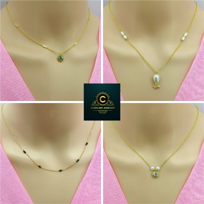CHARLI ART JEWELLERY 4 Paces Combo Fancy Micro Gold Plated Pendent With Chin Diamond Gold-plated Plated Alloy Chain