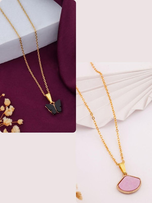 Dressberry DressBerry Gold-Plated Brass Artificial Beads Minimal Necklace Gold-plated Plated Brass Necklace