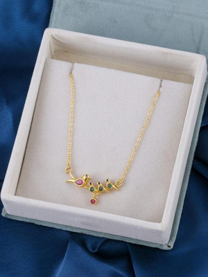 Dressberry GOLD PLATED NACKLACE CHAIN FOR WOMEN AND GIRLS Gold-plated Plated Brass Necklace Set