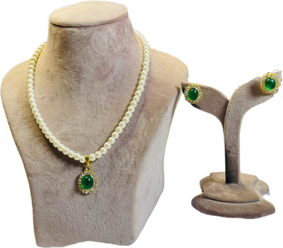 suvarn Stone Green Jewellery Set(Pack of 1)