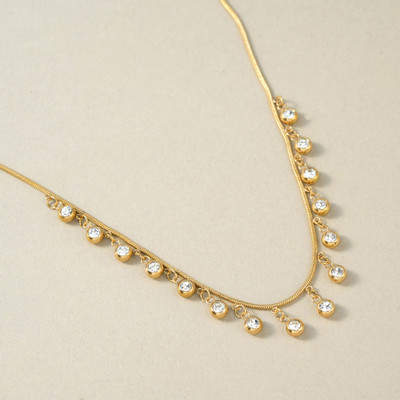 KIAH JEWEL Flower Pendant Chain Necklace With Earrings Stainless Steel Necklace