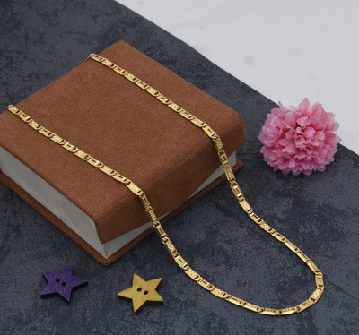 LASAVAMON 1 gram High Quality Indian Polished “20” Inches Gold Chain for Men and boy Gold-plated Plated Alloy Chain