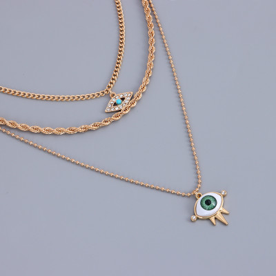 DESTINY JEWEL'S Gold Plated Cubic Zircon Décor Evil Eye Multi-Layered Necklace For Women & Girls Crystal Gold-plated Plated Alloy Necklace